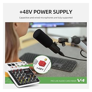 Amazon | オーディオミキサー V4 4 チャンネルオーディオ